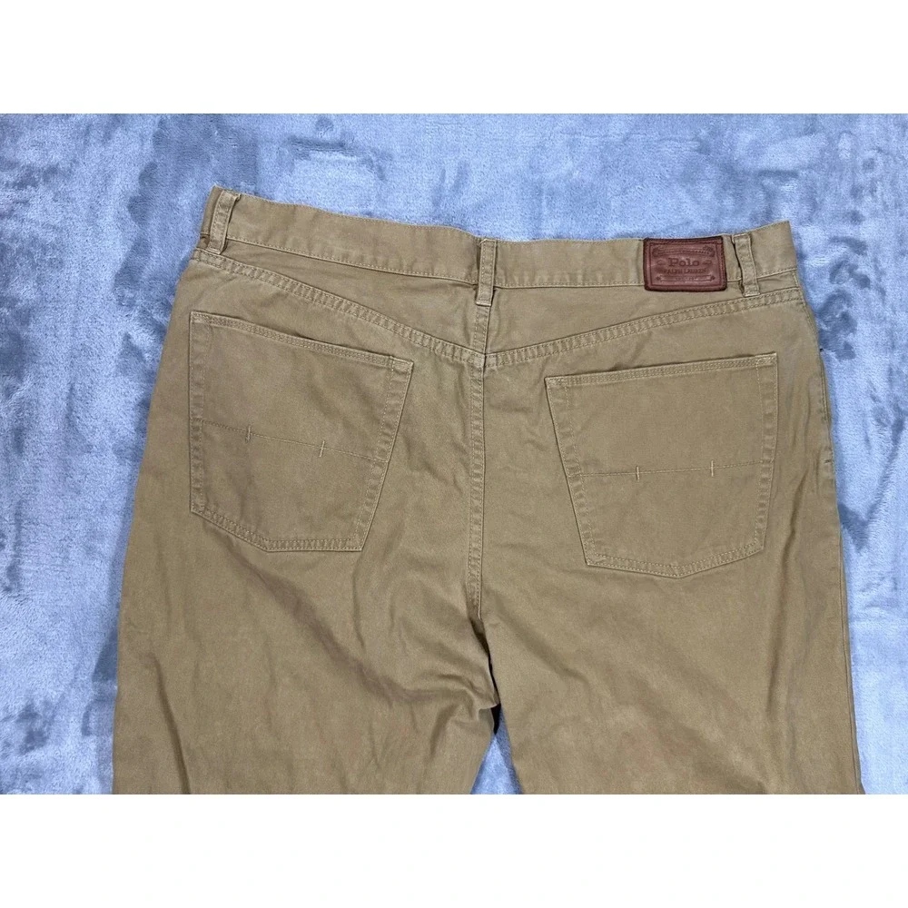Polo Ralph Lauren Mens Authentic Dungarees Khaki Tan Twill Pants 40x30 Straight